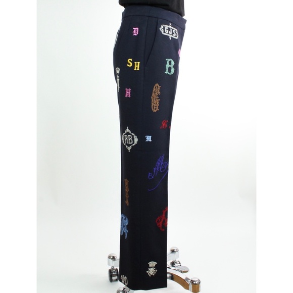 Stella McCartney Wool Monogram Embroidered Pants - Picture 5 of 8